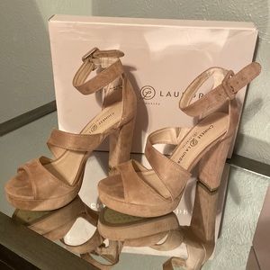 Chinese Laundry suede heels in dark nude